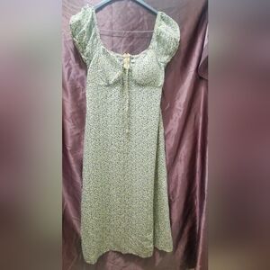 No Boundaries Yellow Midi Dress with Blue Floral Accent